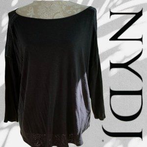 NYDJ Black Leather And Lace Top